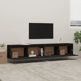 NNEVL Wall Cabinets 2pcs Black 100x30x35 cm Solid Wood Pine
