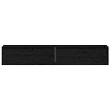 NNEVL Wall Cabinets 2pcs Black 100x30x35 cm Solid Wood Pine