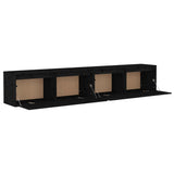 NNEVL Wall Cabinets 2pcs Black 100x30x35 cm Solid Wood Pine