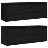 NNEVL Wall Cabinets 2pcs Black 100x30x35 cm Solid Wood Pine
