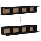 NNEVL Wall Cabinets 2pcs Black 100x30x35 cm Solid Wood Pine