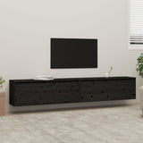 NNEVL Wall Cabinets 2pcs Black 100x30x35 cm Solid Wood Pine