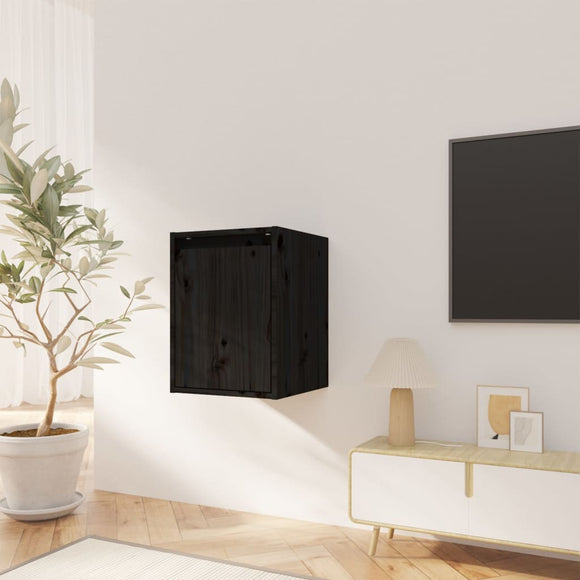 NNEVL Wall Cabinet Black 30x30x40 cm Solid Wood Pine