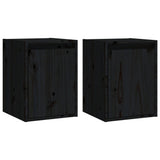 NNEVL Wall Cabinets 2pcs Black 30x30x40 cm Solid Wood Pine