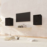 NNEVL Wall Cabinets 2pcs Black 30x30x40 cm Solid Wood Pine