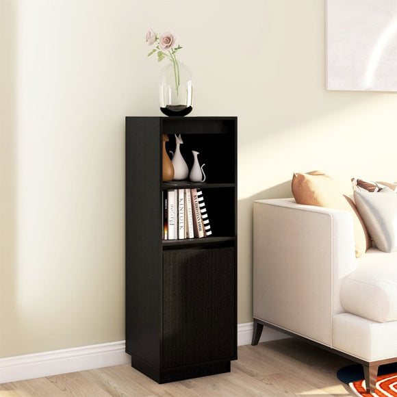 NNEVL Highboard Black 37x34x110 cm Solid Wood Pine