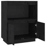 NNEVL Sideboard Black 60x34x75 cm Solid Wood Pine