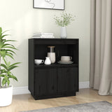 NNEVL Sideboard Black 60x34x75 cm Solid Wood Pine