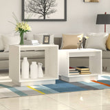 NNEVL Nesting Coffee Tables 2 pcs White Solid Wood Pine