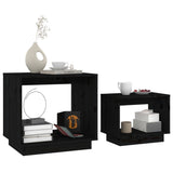 NNEVL Nesting Coffee Tables 2 pcs Black Solid Wood Pine
