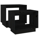 NNEVL Nesting Coffee Tables 2 pcs Black Solid Wood Pine