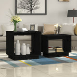 NNEVL Nesting Coffee Tables 2 pcs Black Solid Wood Pine