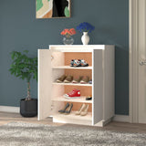 NNEVL Shoe Cabinet White 60x35x80 cm Solid Wood Pine