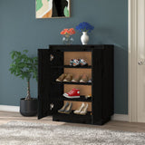 NNEVL Shoe Cabinet Black 60x35x80 cm Solid Wood Pine