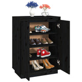 NNEVL Shoe Cabinet Black 60x35x80 cm Solid Wood Pine