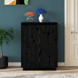 NNEVL Shoe Cabinet Black 60x35x80 cm Solid Wood Pine