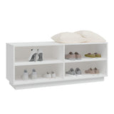 NNEVL Shoe Cabinet White 110x34x45 cm Solid Wood Pine