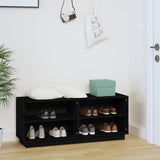 NNEVL Shoe Cabinet Black 110x34x45 cm Solid Wood Pine