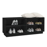 NNEVL Shoe Cabinet Black 110x34x45 cm Solid Wood Pine