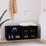 NNEVL Shoe Cabinet Black 110x34x45 cm Solid Wood Pine