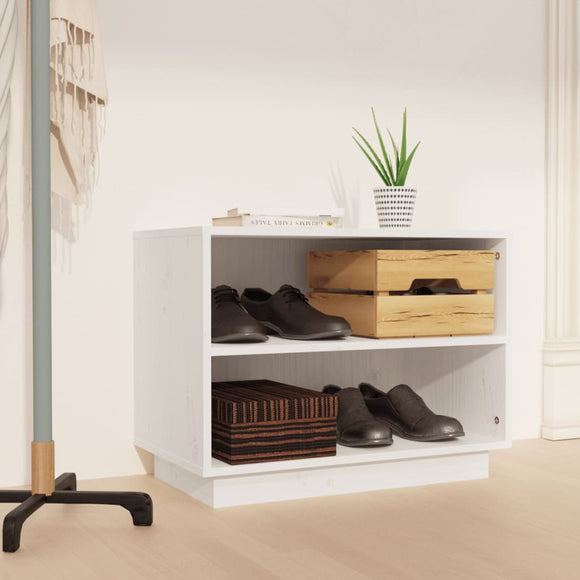 NNEVL Shoe Cabinet White 60x34x45 cm Solid Wood Pine