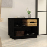 NNEVL Shoe Cabinet Black 60x34x45 cm Solid Wood Pine
