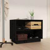 NNEVL Shoe Cabinet Black 60x34x45 cm Solid Wood Pine