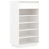 NNEVL Shoe Cabinet White 60x34x105 cm Solid Wood Pine