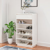 NNEVL Shoe Cabinet White 60x34x105 cm Solid Wood Pine