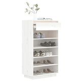 NNEVL Shoe Cabinet White 60x34x105 cm Solid Wood Pine