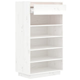 NNEVL Shoe Cabinet White 60x34x105 cm Solid Wood Pine