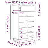 NNEVL Shoe Cabinet White 60x34x105 cm Solid Wood Pine