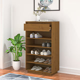 NNEVL Shoe Cabinet Honey Brown 60x34x105 cm Solid Wood Pine