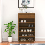 NNEVL Shoe Cabinet Honey Brown 60x34x105 cm Solid Wood Pine
