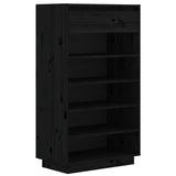 NNEVL Shoe Cabinet Black 60x34x105 cm Solid Wood Pine