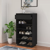 NNEVL Shoe Cabinet Black 60x34x105 cm Solid Wood Pine