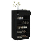 NNEVL Shoe Cabinet Black 60x34x105 cm Solid Wood Pine