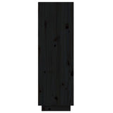 NNEVL Shoe Cabinet Black 60x34x105 cm Solid Wood Pine