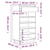 NNEVL Shoe Cabinet Black 60x34x105 cm Solid Wood Pine