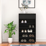 NNEVL Shoe Cabinet Black 60x34x105 cm Solid Wood Pine