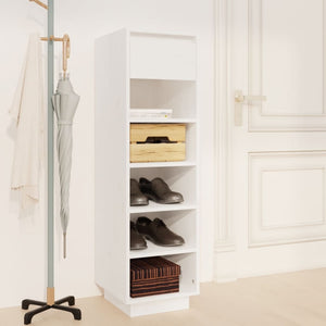 NNEVL Shoe Cabinet White 34x30x105 cm Solid Wood Pine