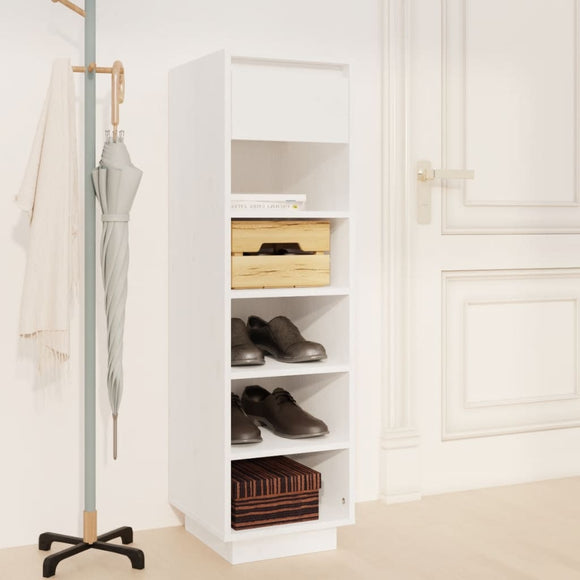NNEVL Shoe Cabinet White 34x30x105 cm Solid Wood Pine