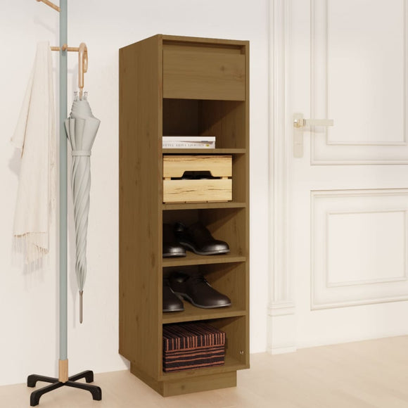 NNEVL Shoe Cabinet Honey Brown 34x30x105 cm Solid Wood Pine