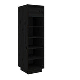 NNEVL Shoe Cabinet Black 34x30x105 cm Solid Wood Pine