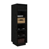 NNEVL Shoe Cabinet Black 34x30x105 cm Solid Wood Pine