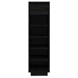 NNEVL Shoe Cabinet Black 34x30x105 cm Solid Wood Pine