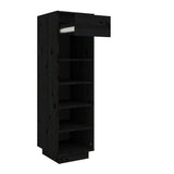 NNEVL Shoe Cabinet Black 34x30x105 cm Solid Wood Pine