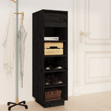 NNEVL Shoe Cabinet Black 34x30x105 cm Solid Wood Pine