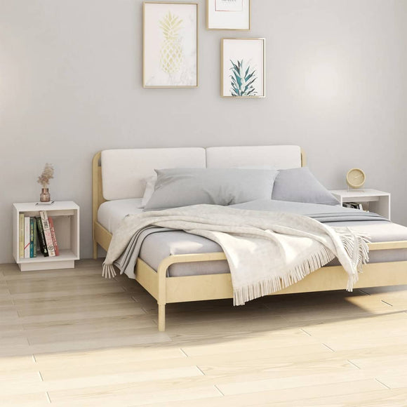 NNEVL Bedside Cabinets 2 pcs White 40x30x40 cm Solid Wood Pine