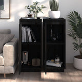 NNEVL Sideboards 2 pcs Black 31.5x34x75 cm Solid Wood Pine